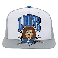 Casquette snapback Mitchell & Ness blanche pour enfant, mascotte des Lions de Détroit