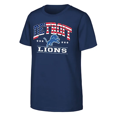 Youth  Navy Detroit Lions Americana Arch T-Shirt