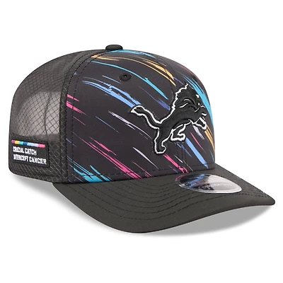 Casquette trucker ajustable New Era noire Detroit Lions 2026 NFL Crucial Catch 9SEVENTY pour jeunes