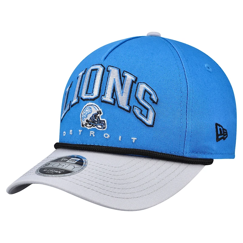 Youth New Era Blue/Gray Detroit Lions Arch COOLERA 9FORTY A-Frame Adjustable Hat