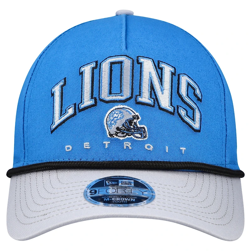 Casquette ajustable New Era bleu/gris Detroit Lions Arch COOLERA 9FORTY A-Frame pour jeune