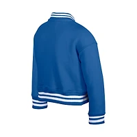 Veste polaire à boutons-pression en chenille appliquée bleue Detroit Lions de New Era pour jeune