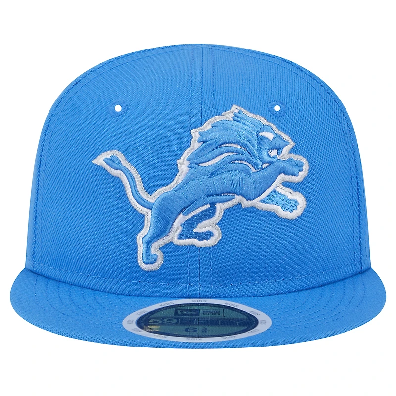 Youth New Era Blue Detroit Lions  Main 59FIFTY Fitted Hat