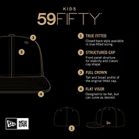 Casquette ajustée New Era bleue Detroit Lions pour jeunes (modèle 59FIFTY).