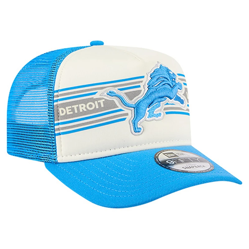Casquette de camionneur ajustable 9FIFTY A-Frame crème/bleue pour jeunes New Era Detroit Lions