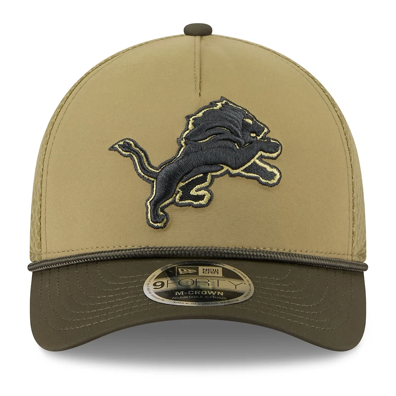 Youth New Era  Green/Dark Green Detroit Lions 2025 Salute to Service 9FORTY A-Frame Adjustable Hat