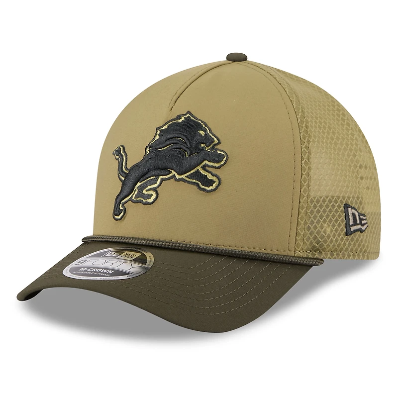 Youth New Era  Green/Dark Green Detroit Lions 2025 Salute to Service 9FORTY A-Frame Adjustable Hat