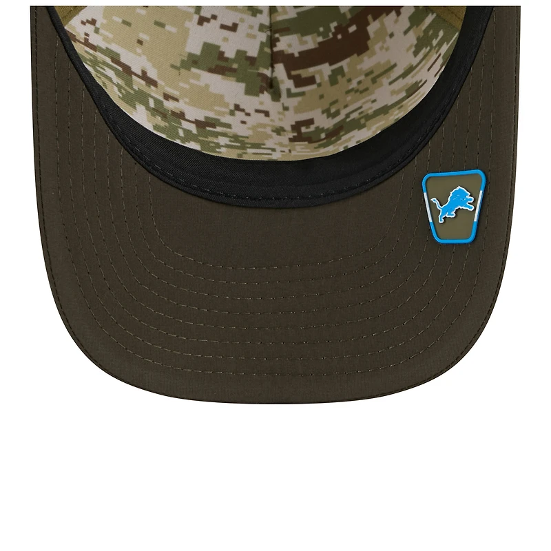 Casquette ajustable 9FORTY A-Frame verte/vert foncé Detroit Lions 2025 Salute to Service pour jeunes New Era