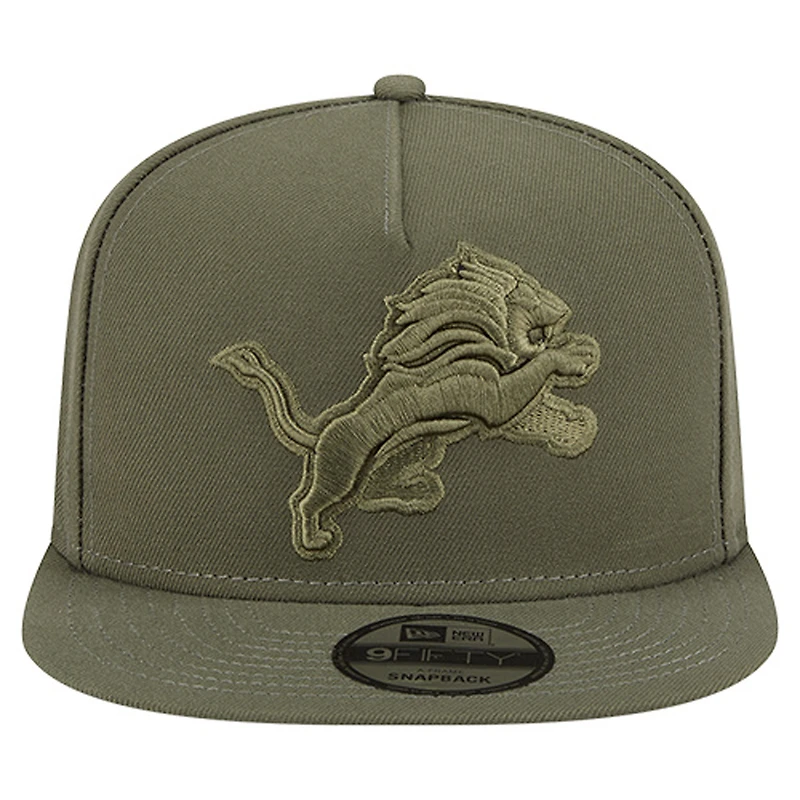 Youth New Era Olive Detroit Lions Color Pack A-Frame 9FIFTY Snapback Hat