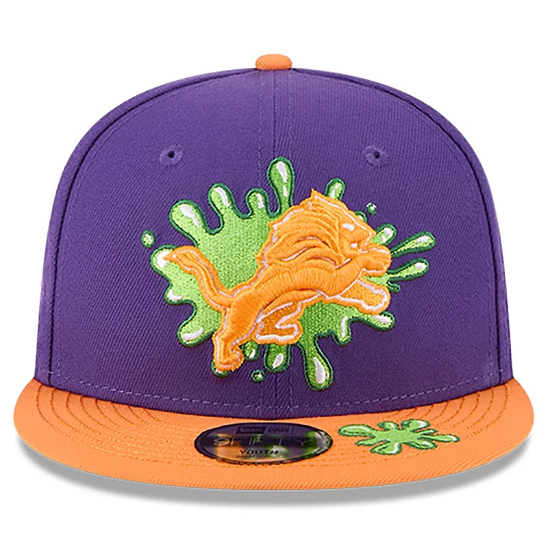 Casquette Snapback Nickelodeon Slime 9FIFTY violette/orange Detroit Lions New Era pour jeune