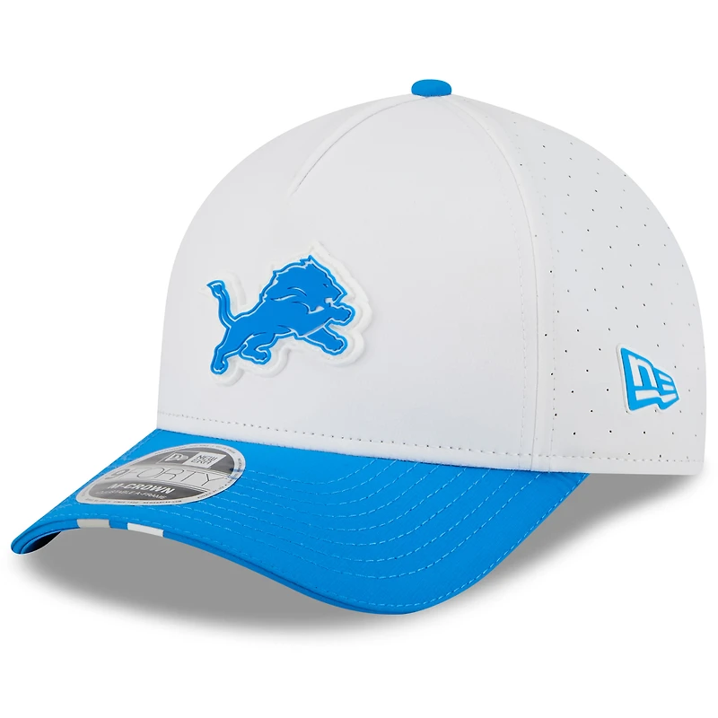 Casquette ajustable New Era blanche/bleue Detroit Lions 2025 NFL Training Camp A-Frame 9FORTY pour jeunes