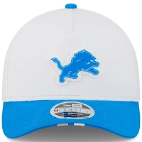 Casquette ajustable New Era blanche/bleue Detroit Lions 2025 NFL Training Camp A-Frame 9FORTY pour jeunes