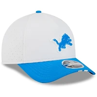 Youth New Era  White/Blue Detroit Lions 2025 NFL Training Camp A-Frame 9FORTY Adjustable Hat