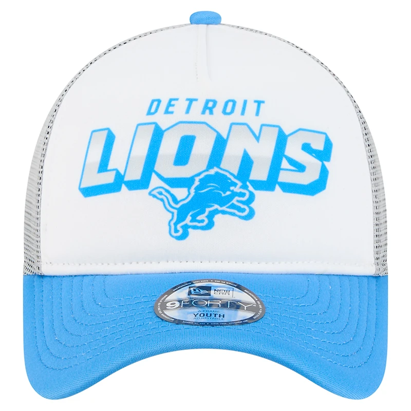 Casquette ajustable New Era blanche/bleue Detroit Lions Streak 9FORTY A-Frame pour jeune