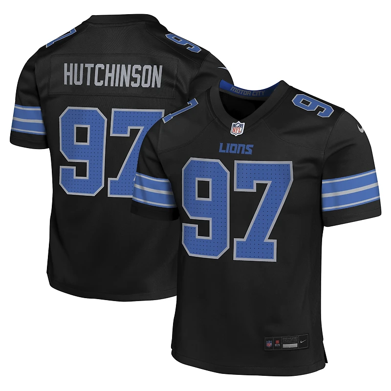 Maillot de match Nike Aidan Hutchinson noir pour jeune des Lions Détroit