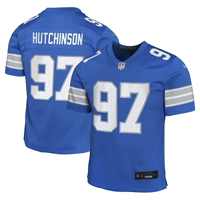 Maillot de match Nike Aidan Hutchinson bleu pour jeune des Lions Détroit