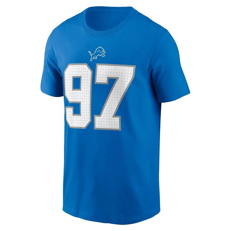T-shirt Nike Aidan Hutchinson pour jeunes des Detroit Lions avec nom et numéro de joueur, bleu