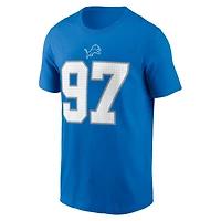 T-shirt Nike Aidan Hutchinson pour jeunes des Detroit Lions avec nom et numéro de joueur, bleu