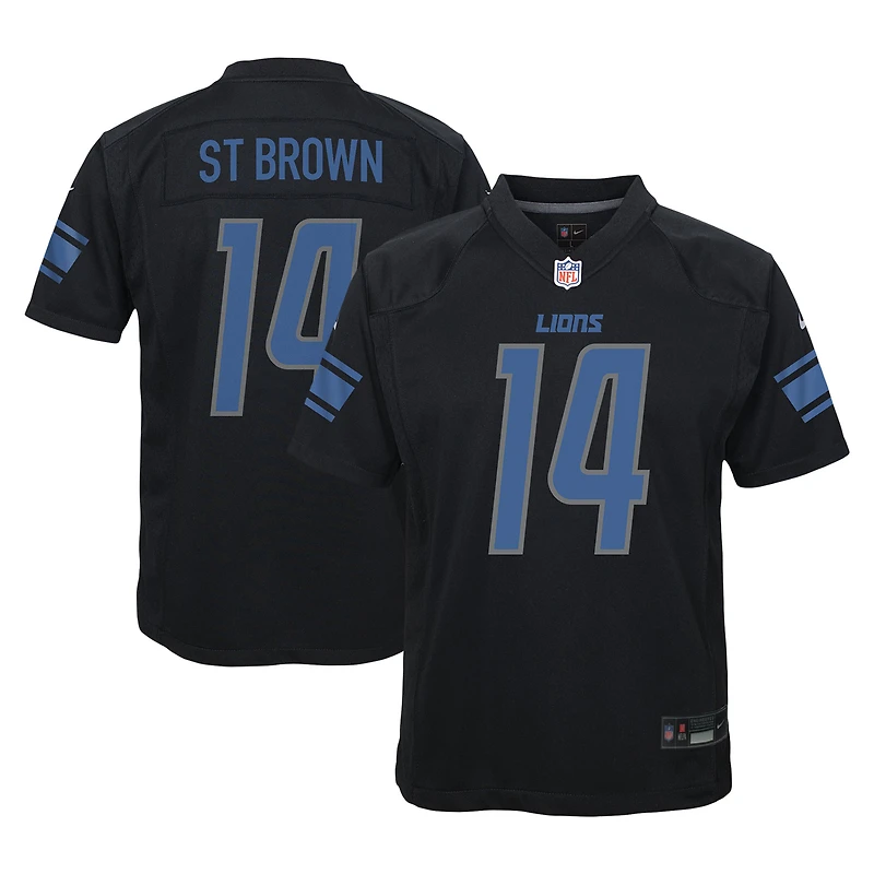 Maillot de match Nike Amon-Ra St. Brown noir pour jeunes des Lions Détroit