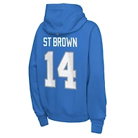 Youth Nike Amon-Ra St. Brown Blue Detroit Lions Name & Number Club Fleece Hoodie