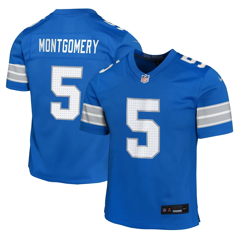 Maillot de match Nike David Montgomery bleu des Lions Détroit pour jeune
