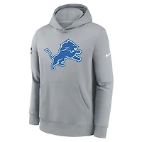 Youth Nike  Heather Gray Detroit Lions 2025 Sideline Club Fleece Hoodie
