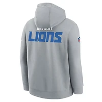 Youth Nike  Heather Gray Detroit Lions 2025 Sideline Club Fleece Hoodie