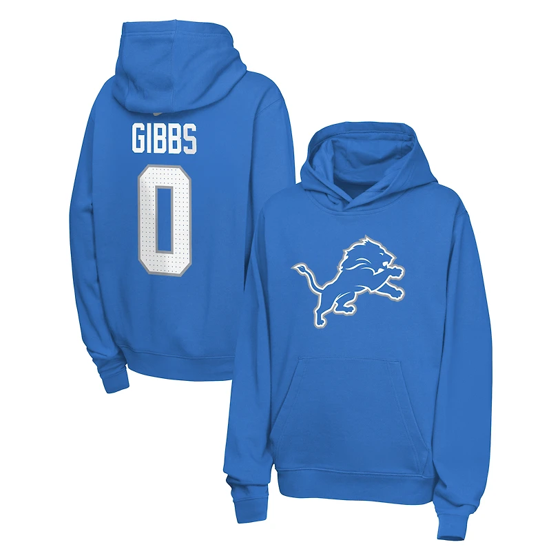 Sweat à capuche en polaire Nike Jahmyr Gibbs bleu Detroit Lions pour enfant