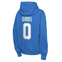 Youth Nike Jahmyr Gibbs Blue Detroit Lions Name & Number Club Fleece Hoodie