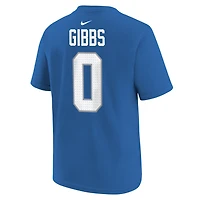 Youth Nike Jahmyr Gibbs Blue Detroit Lions Player Name & Number T-Shirt