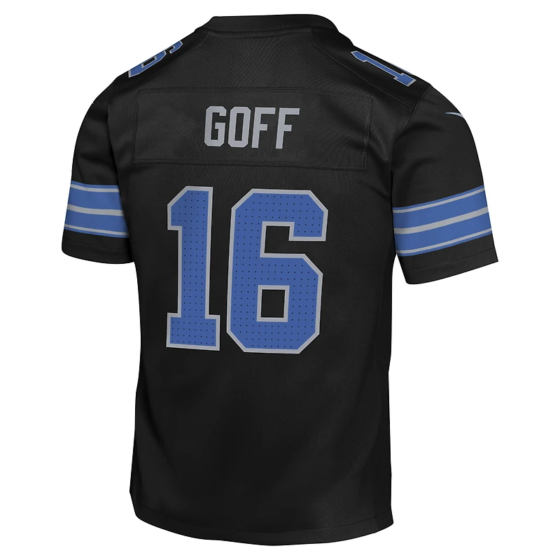 Maillot de match Nike Jared Goff bleu des Lions Détroit pour jeune