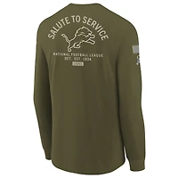 Youth Nike Olive Detroit Lions 2025 Salute to Service Sideline Long Sleeve T-Shirt