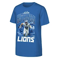 T-shirt Youth Outerstuff Aidan Hutchinson Blue Detroit Lions Triple Pic