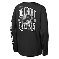 Youth Outerstuff Black Detroit Lions Rumble Long Sleeve T-Shirt
