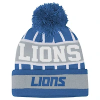 Youth Outerstuff  Blue Detroit Lions Go Fast Cuffed Knit Hat with Pom