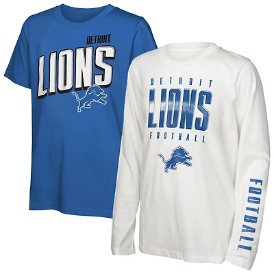 Youth Outerstuff Blue Detroit Lions the Mix T-Shirt Combo Set