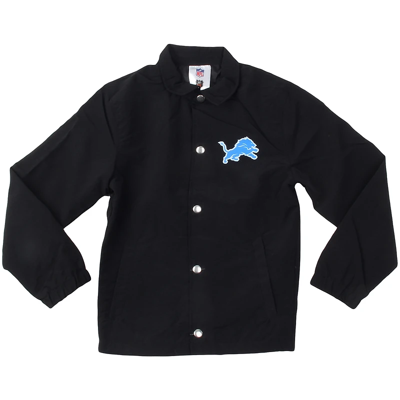 Youth Wes & Willy Black Detroit Lions T Buck's Full-Snap Coaching Jacket