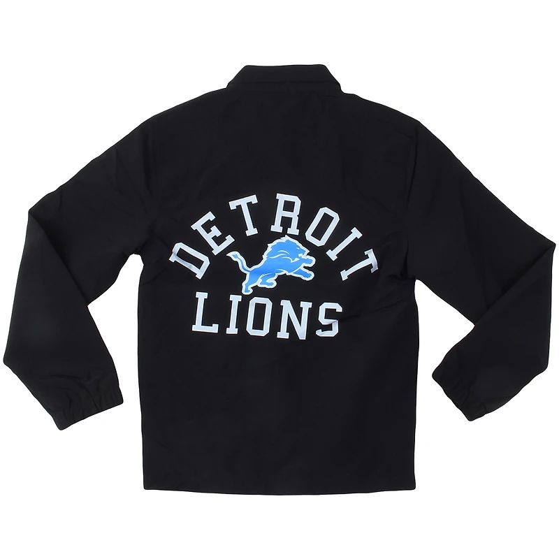 Veste d'entraîneur à boutons-pression complète T Buck's des Lions de Detroit pour jeunes Wes & Willy Black