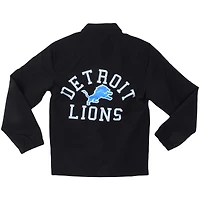 Veste d'entraîneur à boutons-pression complète T Buck's des Lions de Detroit pour jeunes Wes & Willy Black