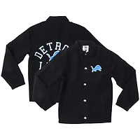 Veste d'entraîneur à boutons-pression complète T Buck's des Lions de Detroit pour jeunes Wes & Willy Black