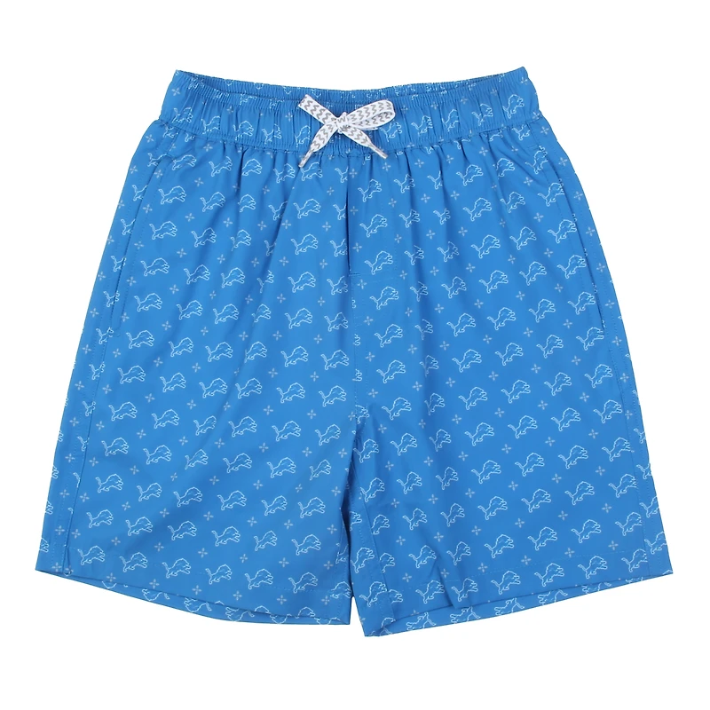 Youth Wes & Willy Blue Detroit Lions Fleur Swim Trunks