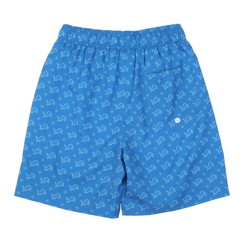 Youth Wes & Willy Blue Detroit Lions Fleur Swim Trunks