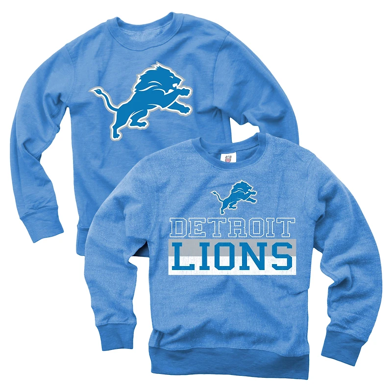 Youth Wes & Willy  Blue Detroit Lions Reversible Fleece Pullover Sweatshirt