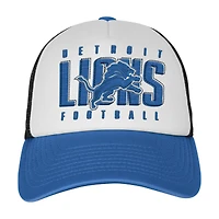 Youth White/Blue Detroit Lions Essentials Trucker Adjustable Hat