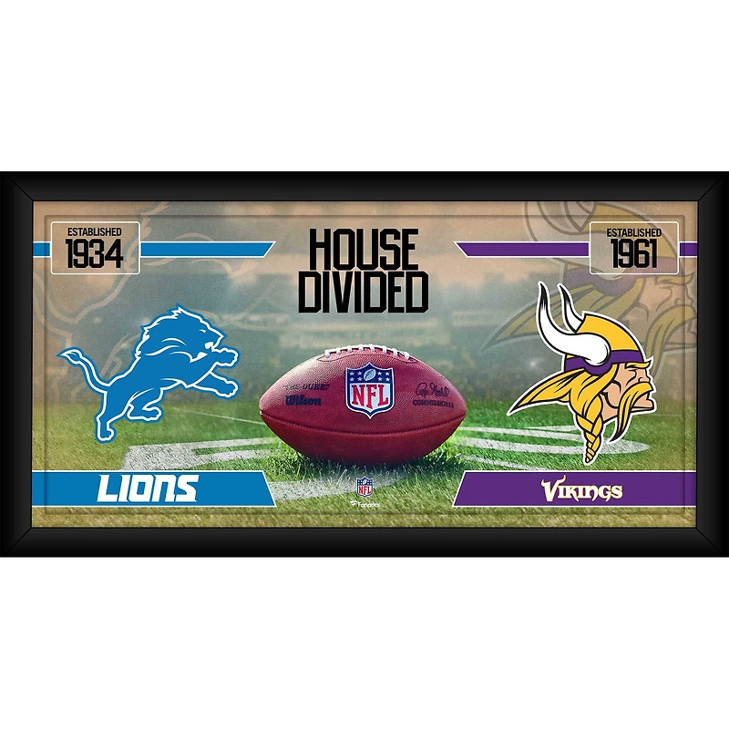 Collage de football encadré 10" x 20" des Lions de Détroit contre les Vikings du Minnesota