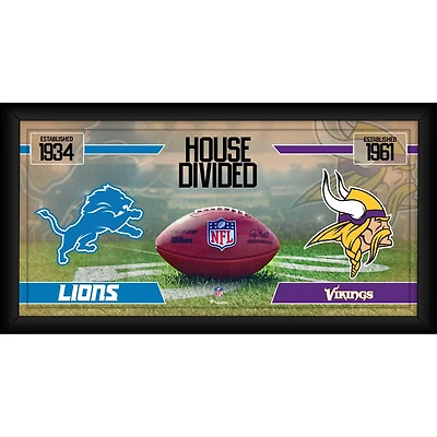 Collage de football encadré 10" x 20" des Lions de Détroit contre les Vikings du Minnesota