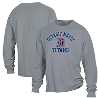 Men's ComfortWash Gray University of Detroit Mercy Titans Arch Logo Garment Dyed Long Sleeve T-Shirt