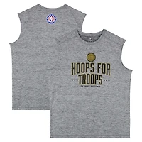 Débardeur gris officiel des Detroit Pistons « Hoops For Troops » pour la saison NBA 2025-2026 - Taille XL