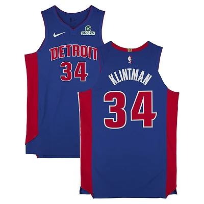 Bobi Klintman Detroit Pistons Player-Issued #34 Blue Nike Jersey from the 2025-26 NBA Season - Size 50+4
