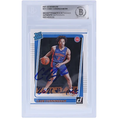 Cade Cunningham Detroit Pistons Autographed 2021-22 Panini Donruss Rated Rookie #211 Beckett Fanatics Witnessed Authenticated Rookie Card with "2021 #1 Pick" Inscription
